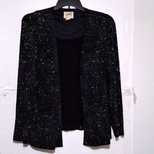 A Guilia Women's Vintage Blazer Jacket Sparkly Rainbow Open Front Hollywood 18